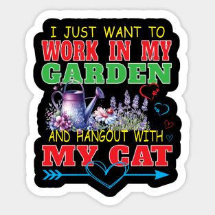 Gardening Cat Feline Lover Gardener Garden Pet Plants Sticker